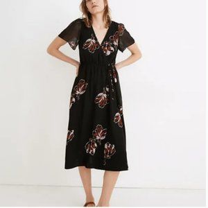 Madewell Georgette Tie Wrap Midi Dress in Dusk Blossom NWT